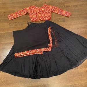 Brand new, never woren red & black lengha.